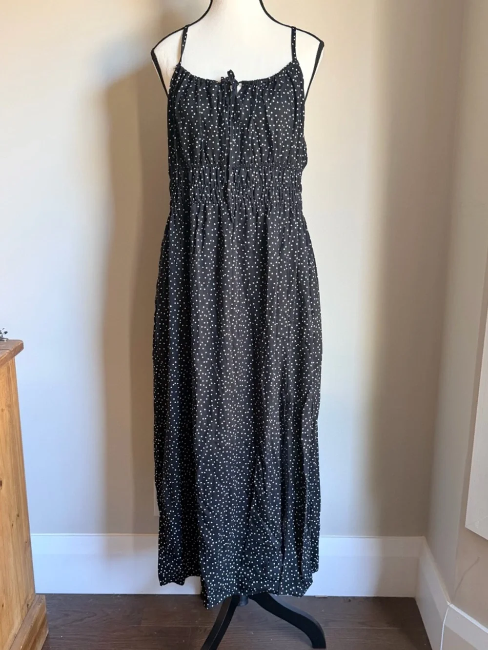 Denver Hayes Black and White Polka Dot Maxi Dress - Picture 1 of 16